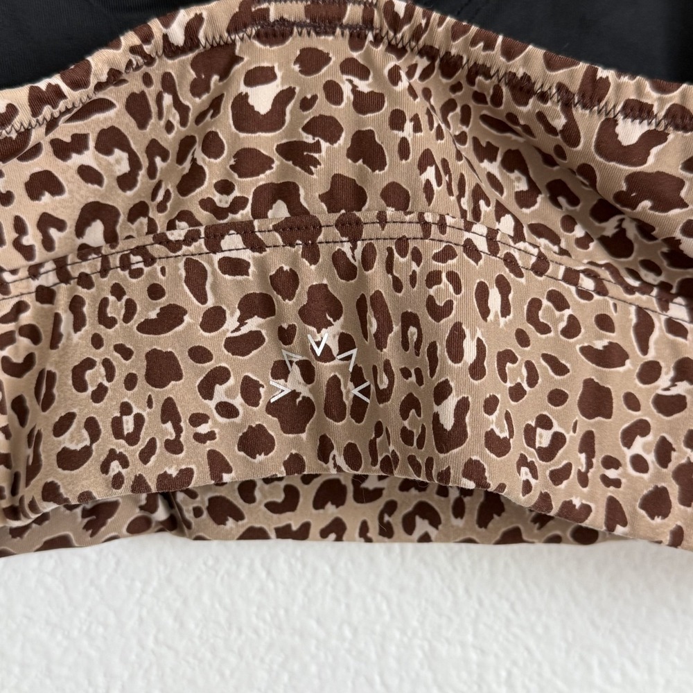 Varley Let's Go Delta Sports Bra Medium Brown Leopard Print Activewear T-Back - Picture 7 of 8